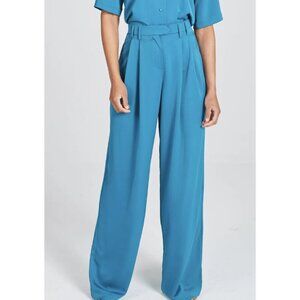 ZENA PRESLEY Teal Satin Palazzo Wide Leg Pants Drapey - Women's Size M